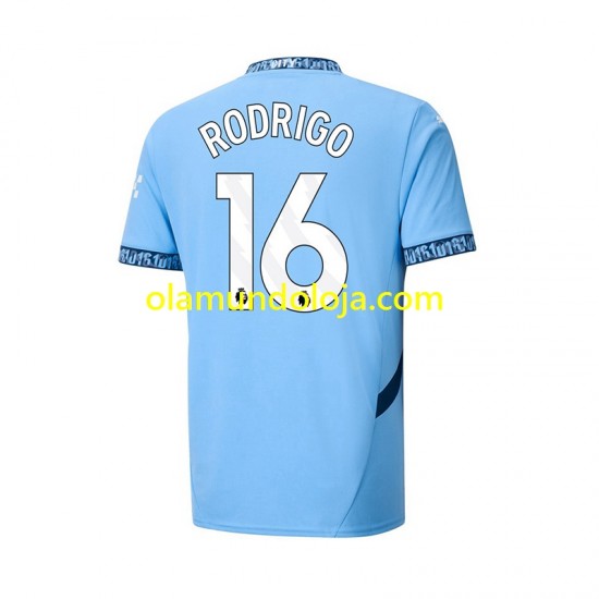 Camisola Manchester City RODRIGO 16 Homem Equipamento Primeiro 2024-2025 Manga Curta